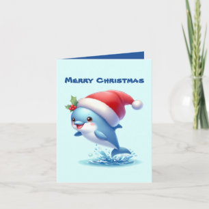 Cartão De Festividades Feliz golfinho de Natal adicione mensagem