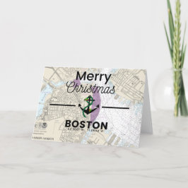 Cartão De Festividades Feliz Gráfico de Natal - Boston