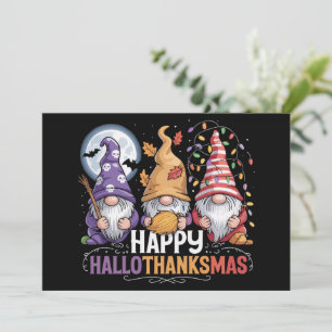 Cartão De Festividades Feliz HalloObrigadoMas Gnomos Dia das Bruxas Natal