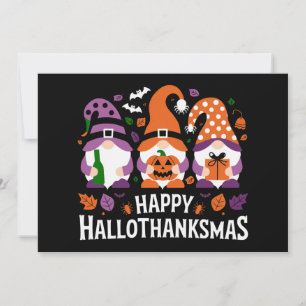 Cartão De Festividades Feliz Hallothanksmas Amante de Gnomos Natal Feliz