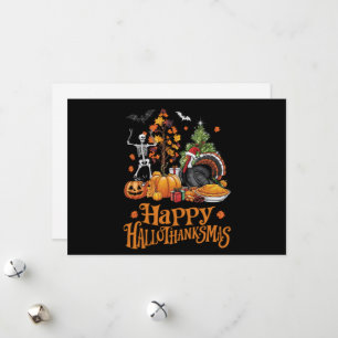 Cartão De Festividades Feliz Hallothanksmas Feliz Halloween Dia de Ação d