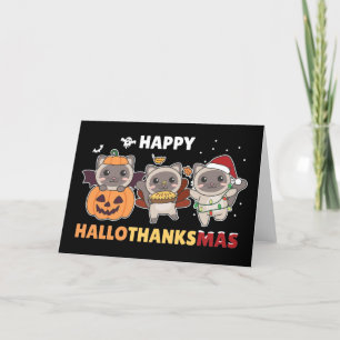 Cartão De Festividades Feliz Hallothanksmas Gato Elefante de Natal Holida