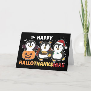 Cartão De Festividades Feliz Hallothanksmas Pinguins Pinguins Natal Ho