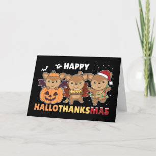 Cartão De Festividades Feliz Hallothanksmas Veados Natal Veado Feriado