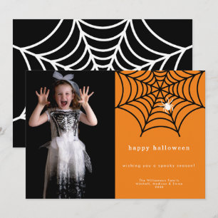 Cartão De Festividades Feliz Halloween Aranha Assustadora Teia de Aranha