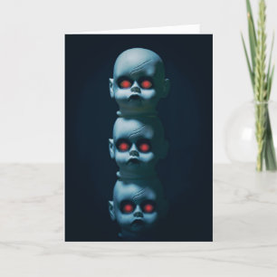 Cartão De Festividades Feliz Halloween Bonecas Assustadoras Com Olhos Ver