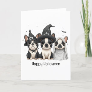 Cartão De Festividades Feliz Halloween Cães Boston Terrier