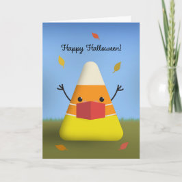 Cartão De Festividades Feliz Halloween Candy Corn em Máscara de Pandemia