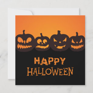 Cartão De Festividades Feliz Halloween Encantado Pumpkin Quartet