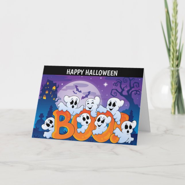 Cartão De Festividades Feliz Halloween Ghost (Frente)