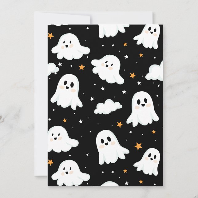 Cartão De Festividades Feliz Halloween Ghost Cloudy Star Sky (Frente)