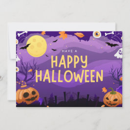Cartão De Festividades Feliz Halloween Ilustrativo Roxo