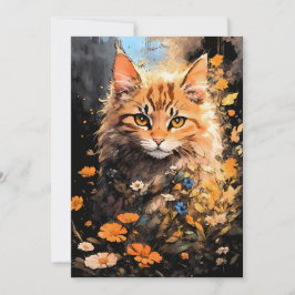 Cartão De Festividades Feliz Halloween Orange Cat Magick