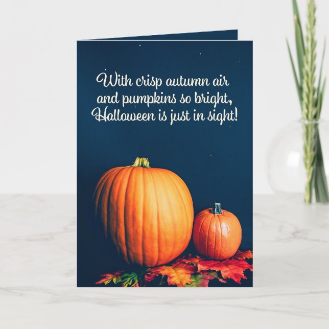 Cartão De Festividades Feliz Halloween Para Qualquer Um Abóboras Folhas d (Frente)