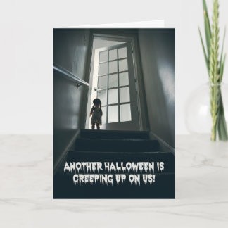 Cartão De Festividades Feliz Halloween para qualquer um Escada de boneca 