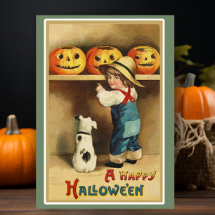 Cartão De Festividades Feliz Halloween Personalizado Vintage Retro