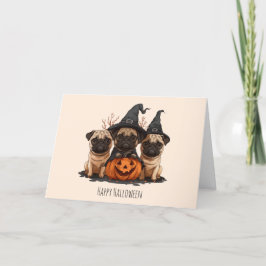 Cartão De Festividades Feliz Halloween Pugs Jack O Lanternas