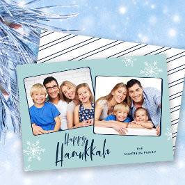 Cartão De Festividades Feliz Hanukkah 2 Fotos Flocos de Neve