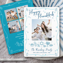 Feliz Hanukkah 5 Foto Desenho Caprichoso à Mão