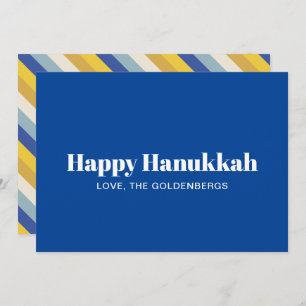Cartão De Festividades Feliz Hanukkah, azul, branco, moderno, personaliza