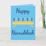 Cartão De Festividades Feliz Hanukkah Blue Menorah<br><div class="desc">Celebre o festival de excelentes de luzes com este feliz cartão de saudação de Chanucá. "Happy Hanukah" está escrito em uma bela fonte azul-escura e cursiva com velas azuis. A dentro do cartão tem uma mensagem adorável. Escolha o seu hoje! Clipart cortesia de Sonya DeHart Design: http://www.sonyadehartdesign.com |http://www.sonyadehartdesign.etsy.com</div>