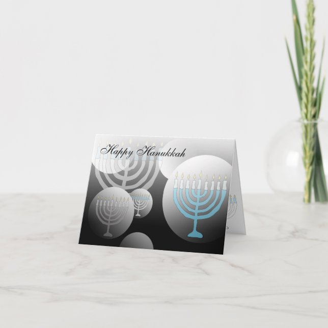 Cartão De Festividades Feliz Hanukkah Card Menorah Globe (Frente)