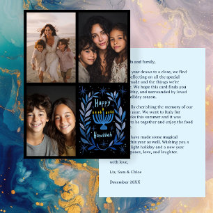 Cartão De Festividades FELIZ HANUKKAH - Carta de FOTO PERSONALIZADA 3 des
