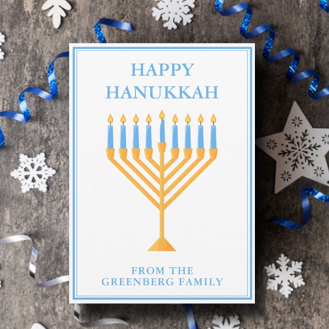 Cartão De Festividades Feliz Hanukkah Cute Personalizável Menorah (Criador carregado)