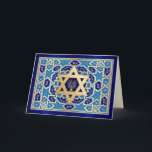 Cartão De Festividades Feliz Hanukkah. Estrela de David & Menorah<br><div class="desc">Feliz Hanukkah / Feliz Chanukah. Estrela Dourada de Cartões de Saudação personalizáveis de David e Menorah design. Cartões e presentes disponíveis na Categoria Feriados Judeus / Hanukkah da nossa loja.</div>