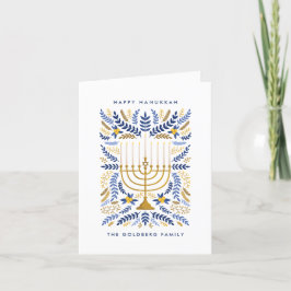 Cartão De Festividades Feliz Hanukkah Festivo Watercolor Menorah Foto