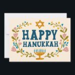 Cartão De Festividades FELIZ HANUKKAH Floral Wreath Menorah Fotografias P<br><div class="desc">Texto desenhado à mão e flores por mim para você. Clique em "personalizar" para editar e adicionar seu próprio texto e fotos na parte traseira do cartão-postal ou alterar as cores de fundo. Tudo é personalizável. Para mais designs e cores, verifique meu compro! Ou me avise se quiser algo personalizado....</div>