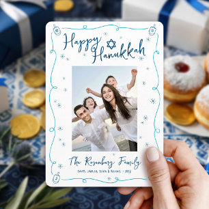 Cartão De Festividades Feliz Hanukkah Foto Caprichosa Desenhada à Mão Div