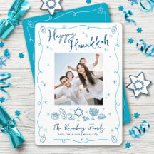 Feliz Hanukkah Foto Caprichosos Desenhos à Mão