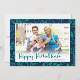 Cartão De Festividades Feliz Hanukkah Foto com Letra Moderna