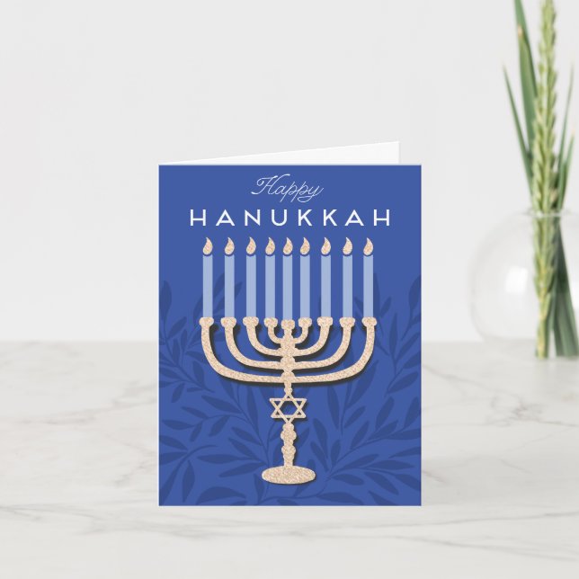 Cartão De Festividades Feliz Hanukkah Menorah (Frente)