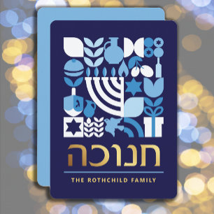 Cartão De Festividades Feliz Hanukkah Menorah Estrelas Judias Dreidel