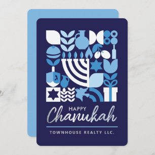 Cartão De Festividades Feliz Hanukkah Menorah Estrelas Judias Dreidel Hol