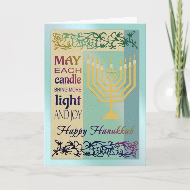 Cartão De Festividades Feliz Hanukkah Menorah judeu (Frente)