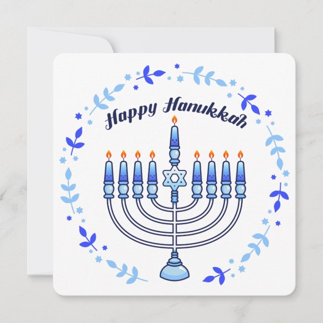 Cartão De Festividades Feliz Hanukkah Menorah Judeu Velas Judias (Frente)