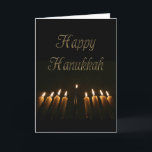 Cartão De Festividades Feliz Hanukkah Menorah Luzes Velas<br><div class="desc">Feliz Lâmpada de Chanucá Menorah Candelabrum com Nove Ramificações Litas Velas Judaicas Festival de Celebração das Luzes,  Texto,  Com Amor A Família Kaplan,  você pode mudar o nome</div>