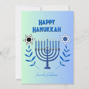 Cartão De Festividades Feliz Hanukkah Menorah Star de David Elegant