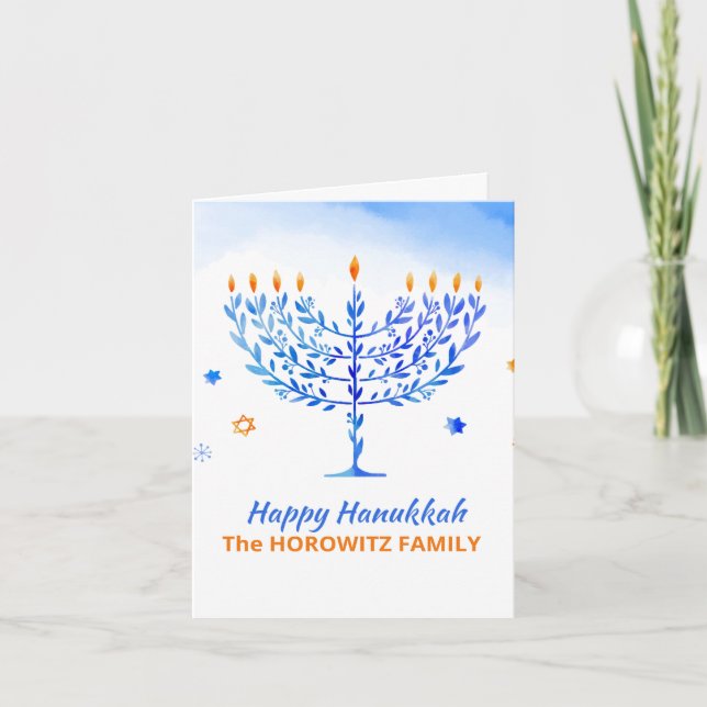 Cartão De Festividades Feliz Hanukkah Personalizado (Frente)