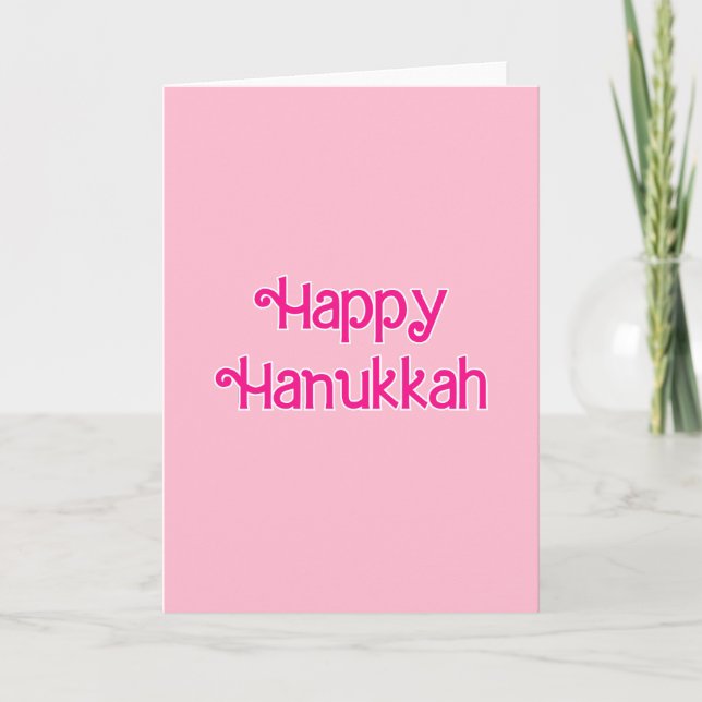 Cartão De Festividades Feliz Hanukkah Pink (Frente)