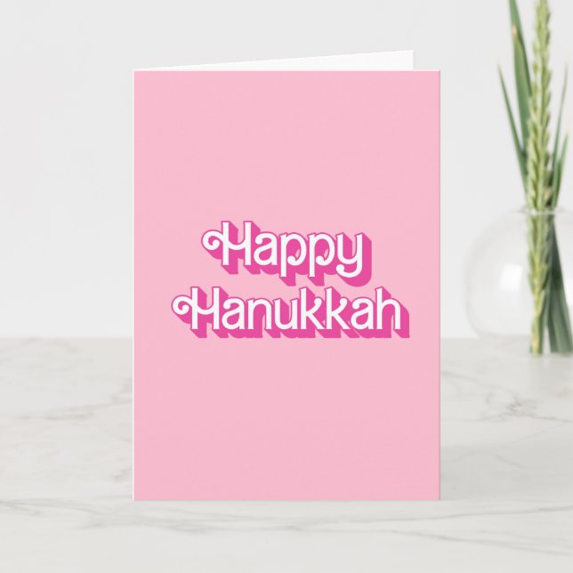 Cartão De Festividades Feliz Hanukkah Pink (Frente)