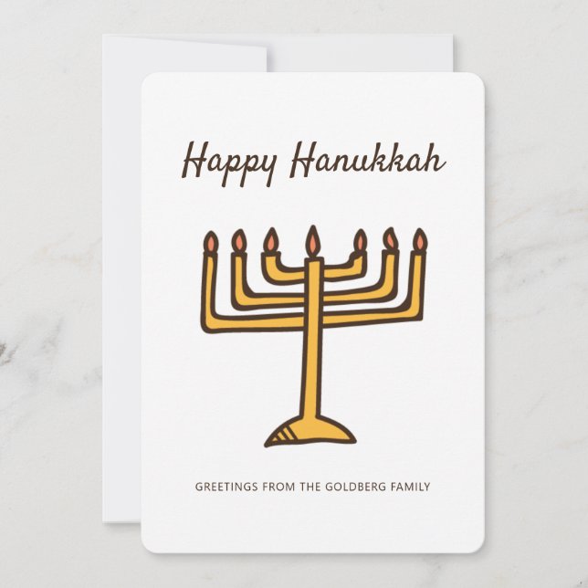 Cartão De Festividades Feliz Hanukkah Simple e moderna saudação Menorah (Frente)