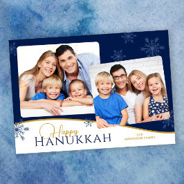 Cartão De Festividades Feliz Hanukkah Snowflakes 2 Fotos Hanukkah