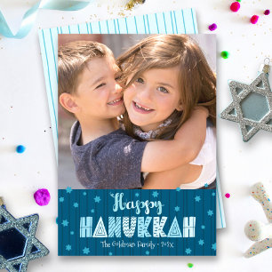 Cartão De Festividades Feliz Hanukkah Tipografia Divertida Moderna da Mar