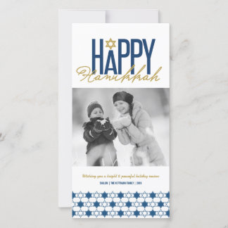 Cartão De Festividades Feliz Hanukkah Typografia Star De David Foto