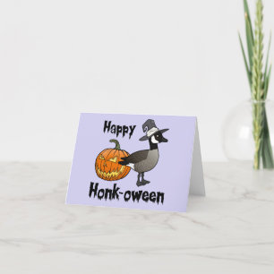 Cartão De Festividades Feliz Honk-oween Ganso do Canadá engraçado no Hall