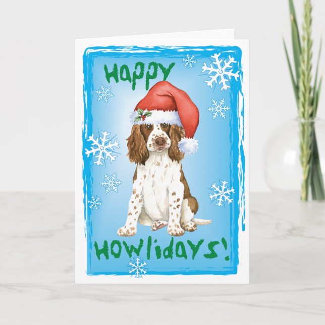 Cartão De Festividades Feliz Howliday English Springer Spaniel (Frente)